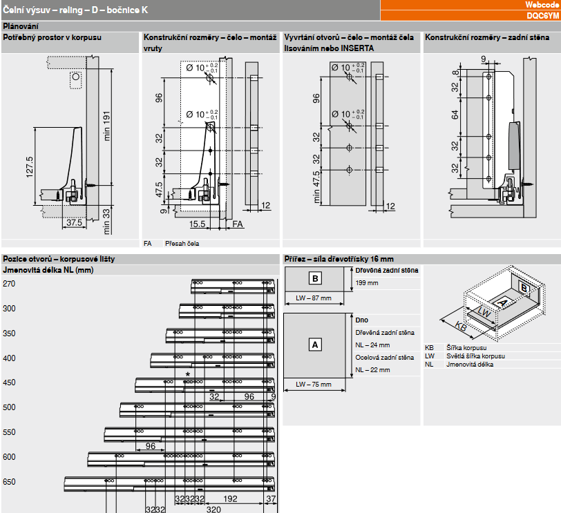 Blum Tandembox Antaro Blumotion 550 mm K+D